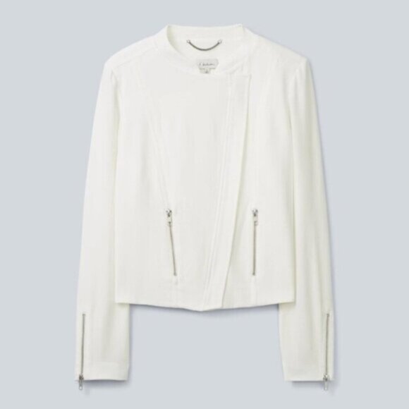 Aritzia Babaton Dominic Moto Blazer Jacket Zip Up Shoulder pads Ivory Ecru 2 - Picture 10 of 16